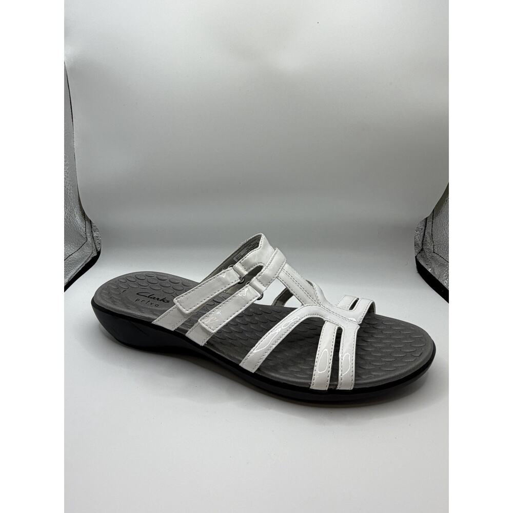 Clarks Collection Sandals Womens 12 White Comfort Walking Adjustable Easy Strap - Picture 5 of 12